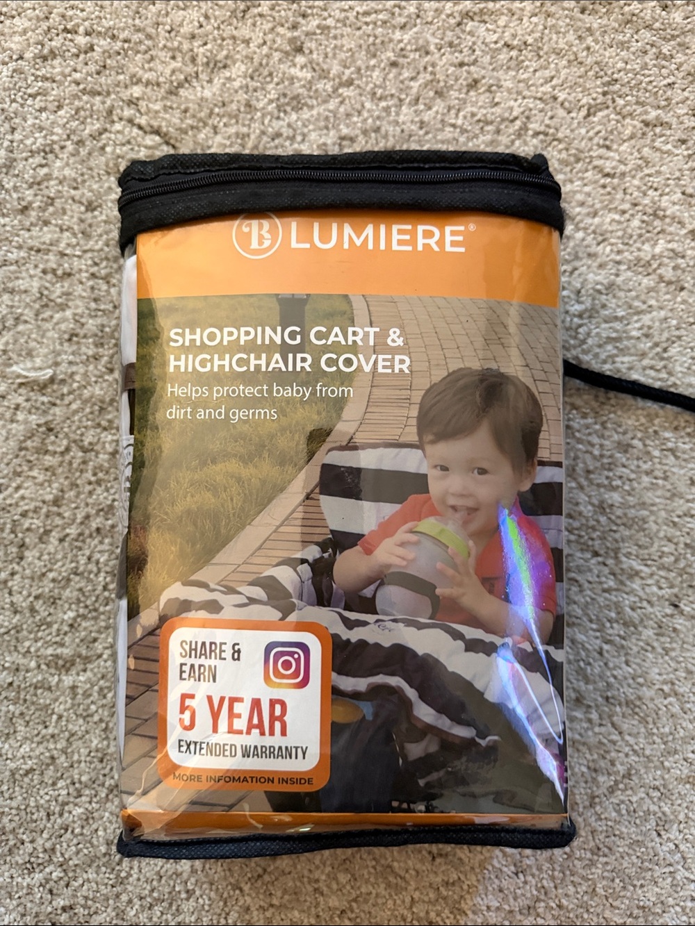 Lumiere Black and White Striped Shopping Cart & Highchair Cover